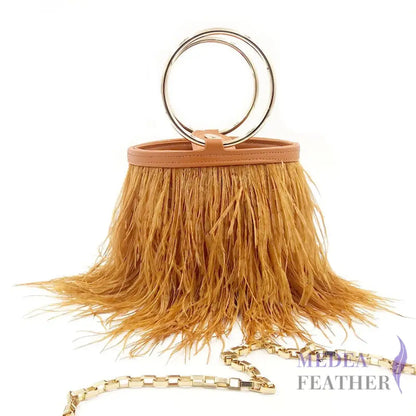 Ostrich Feather Handbag FB01 brown