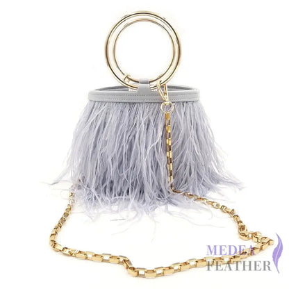 Ostrich Feather Handbag FB01 Gray