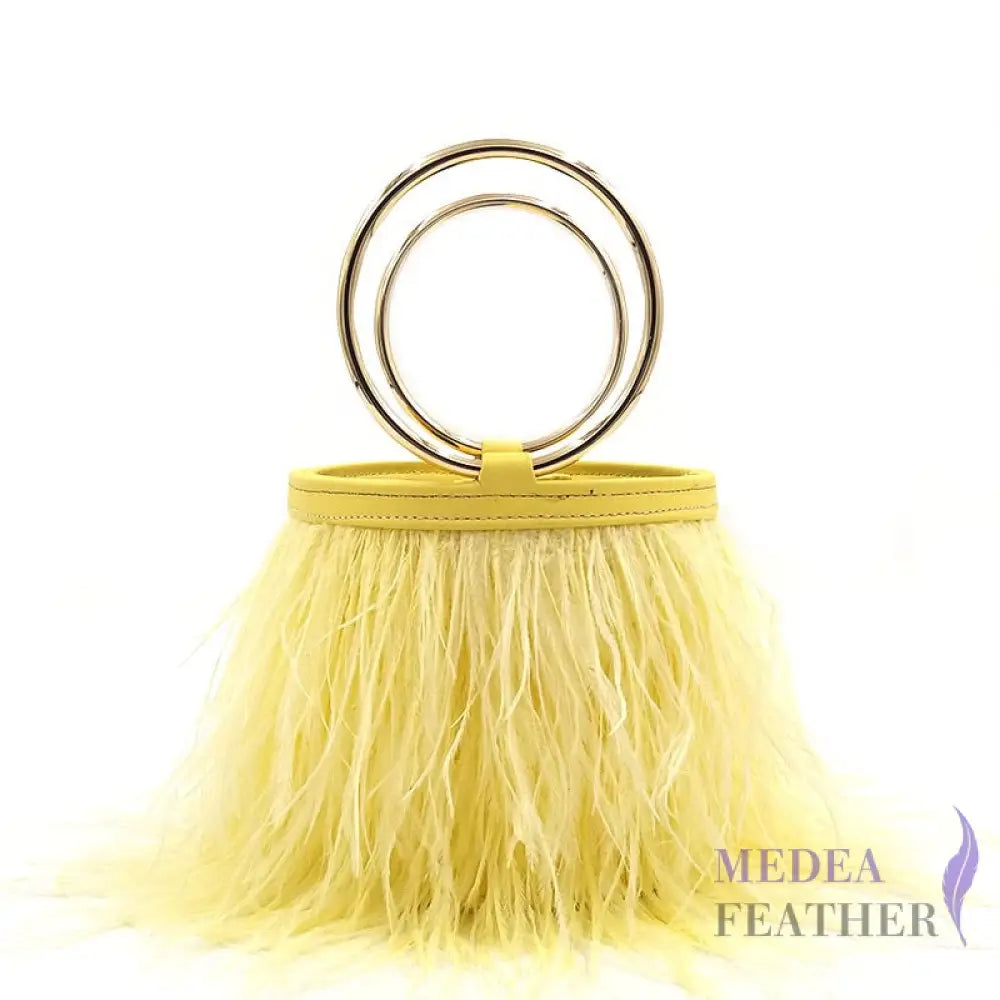 Ostrich Feather Handbag FB01 Yellow