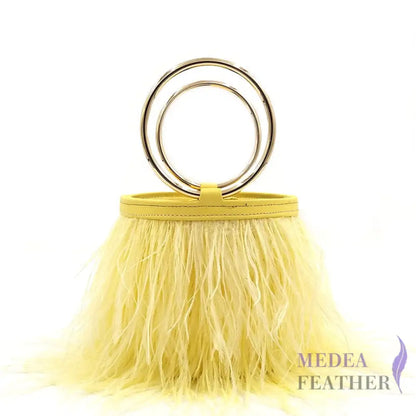Ostrich Feather Handbag FB01 Yellow