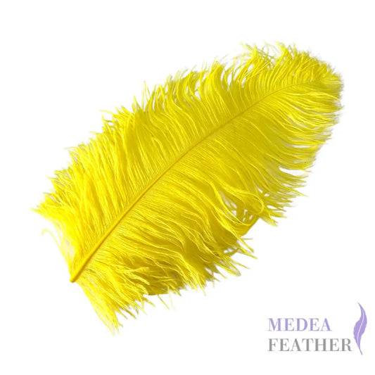 Ostrich Feather Plume 45-55cm Yellow / Large