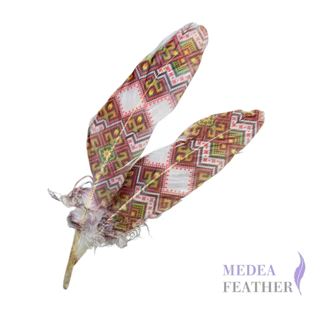 Patterned Goose Feather-Pack of 5 - Floral 10