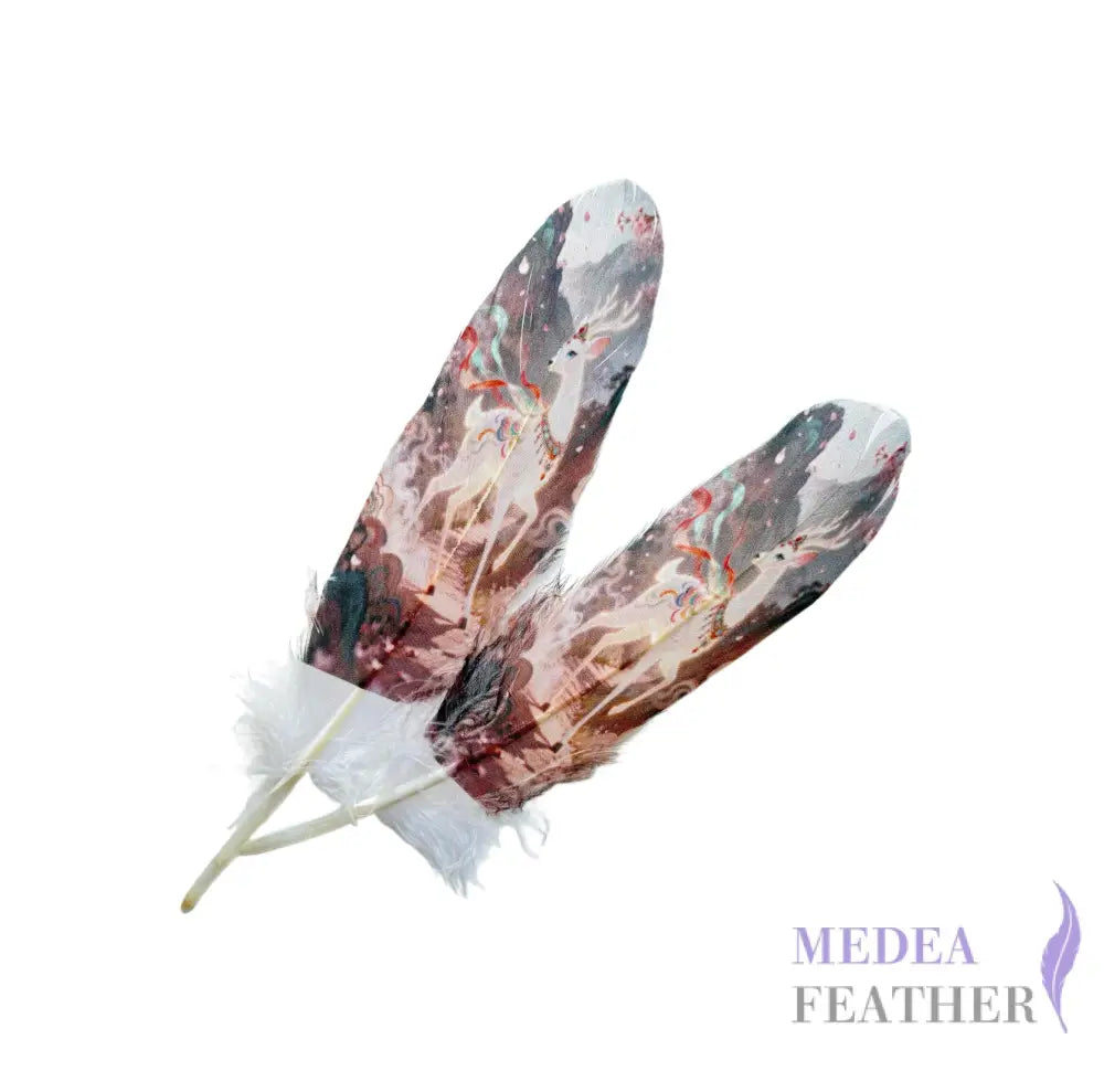 Patterned Goose Feather-Pack of 5 - Floral 15