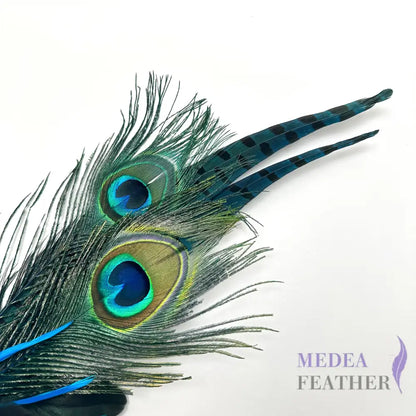 Peacock Eyes and Ringneck Pheasant Tail Feather Mount Custom - Please add text below