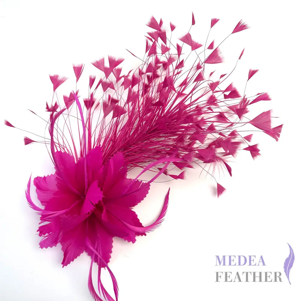 Peacock Hair Diamond Tip and Goose Feather Flower Mount #20 Barbie pink