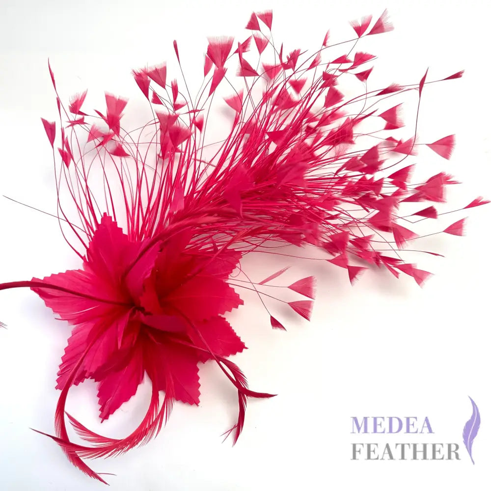 Peacock Hair Diamond Tip and Goose Feather Flower Mount #21 Raspberry