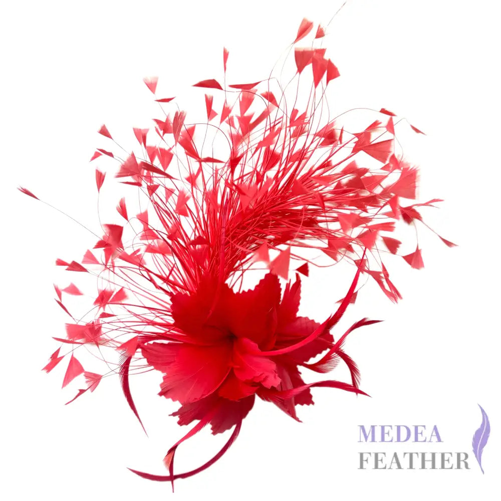 Peacock Hair Diamond Tip and Goose Feather Flower Mount DS250529 #29 rouge red