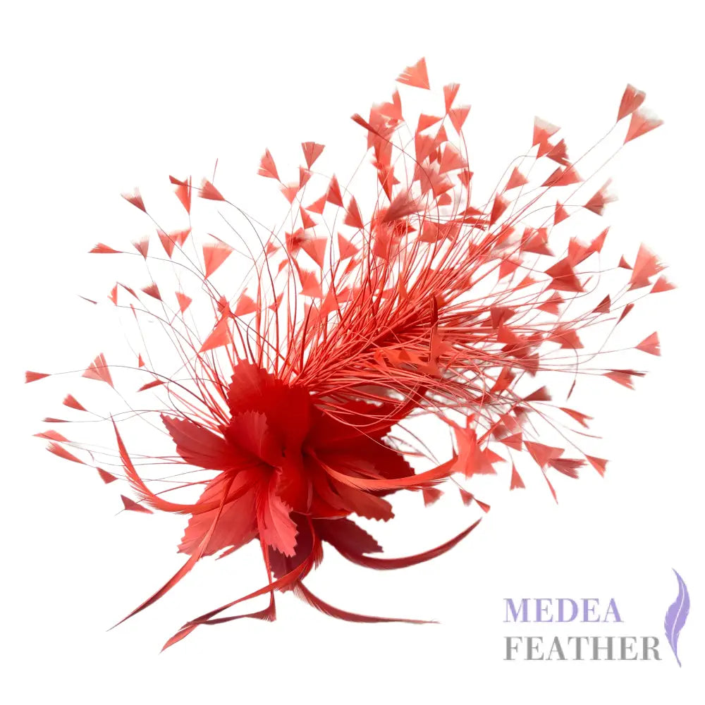 Peacock Hair Diamond Tip and Goose Feather Flower Mount DS250529 #30 coral