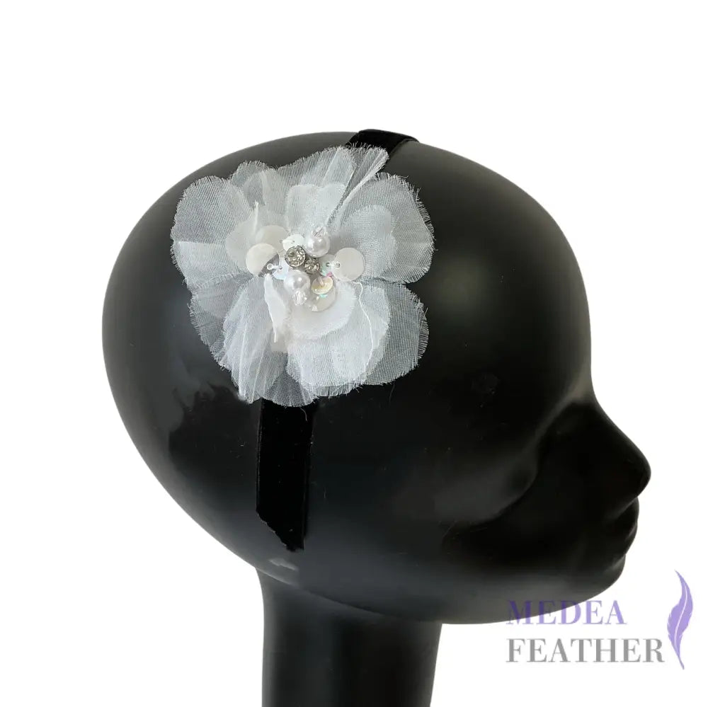 Pearl Rhinestone Beaded Chiffon Flower-Pack of 2