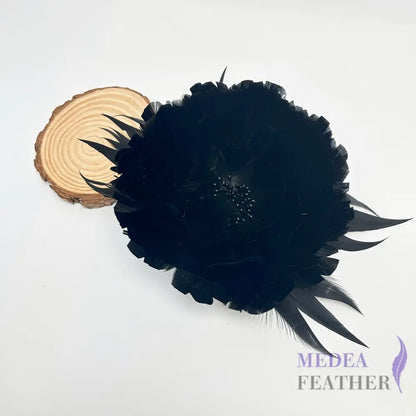 Camellia Goose Feather Flower Millinery Hat Mount FM047 #03 black