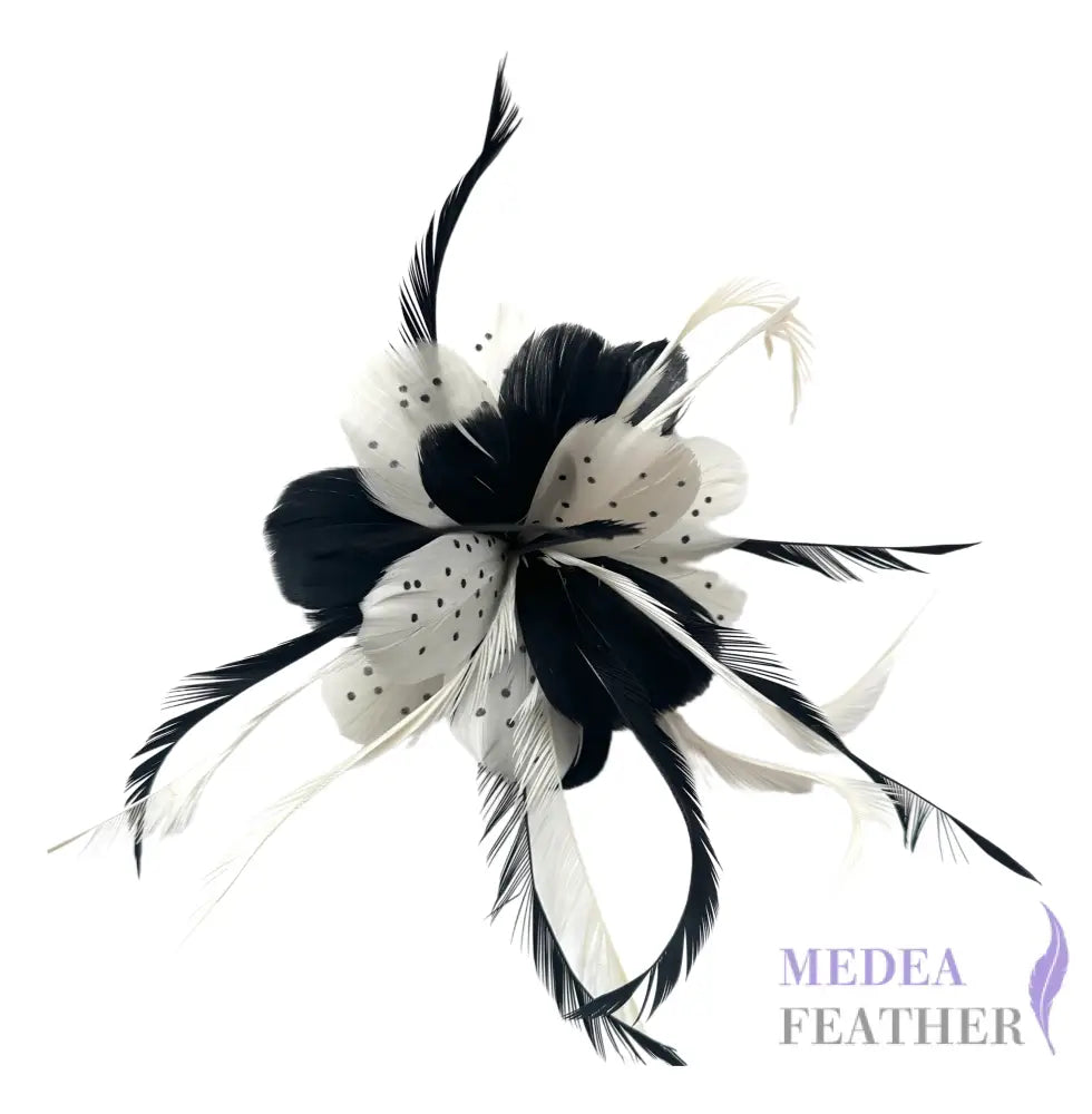 Polka Dot Design Goose Feather Flower DS250902 #01 Ivory