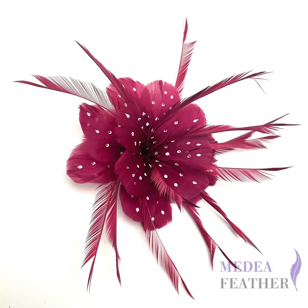 Small Polka Dot Design Goose Feather Flower #104 red plum