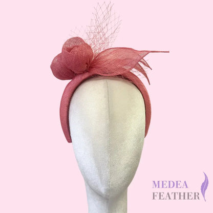 Ready-to-wear Sinamay Headband - #27 coral pink