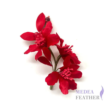 Ronghua Handmade Silk Art | Iris CF01 In stock (red flower and green branch)