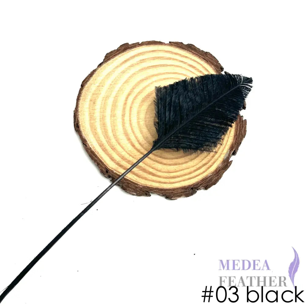 *Sales* 25cm Long Arrowhead Ostrich Feather (1 pack=5 pieces) #03 black