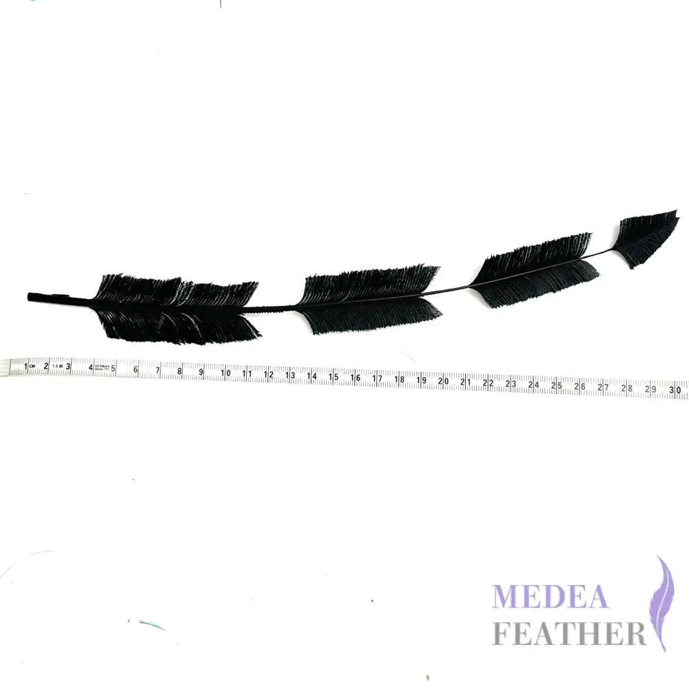 *sales* 30cm Black Four Arrow Cut Ostrich Feather - Pack of 2 Black