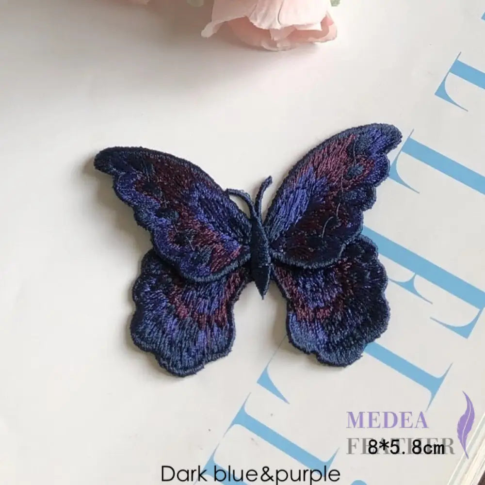 Sewing Butterflies Embroidery Applique EA04 Dark blue & purple