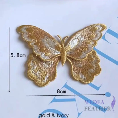 Sewing Butterflies Embroidery Applique EA04 Gold & Ivory