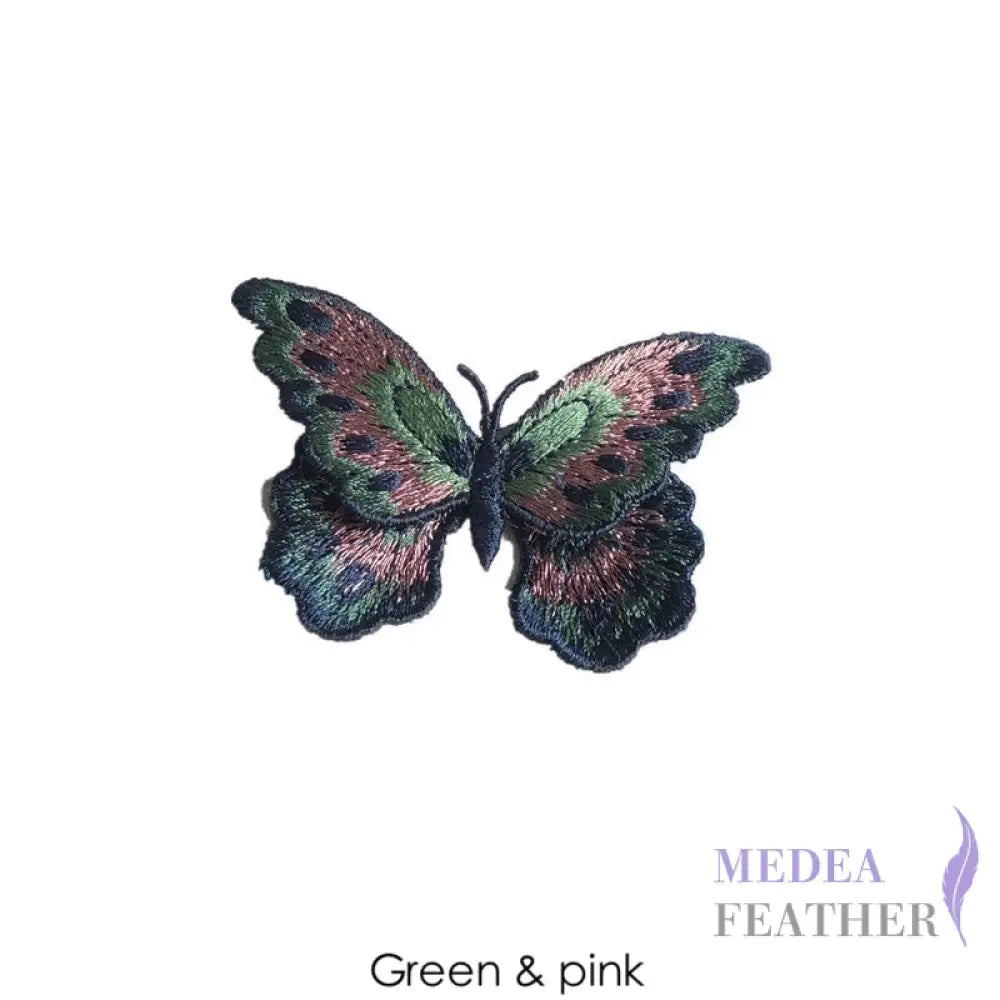 Sewing Butterflies Embroidery Applique EA04 Green & pink