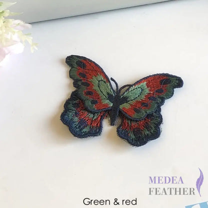 Sewing Butterflies Embroidery Applique EA04 Green & red