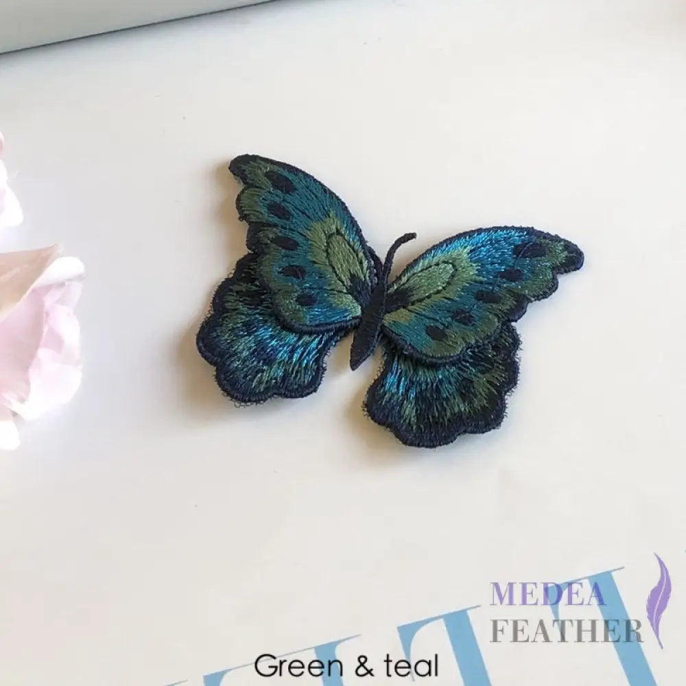 Sewing Butterflies Embroidery Applique EA04 Green & teal