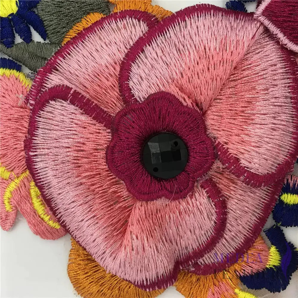 Sewing Colourful Flower Embroidery Applique EA21