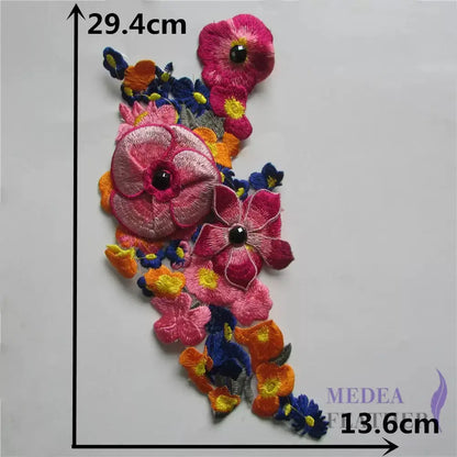 Sewing Colourful Flower Embroidery Applique EA21