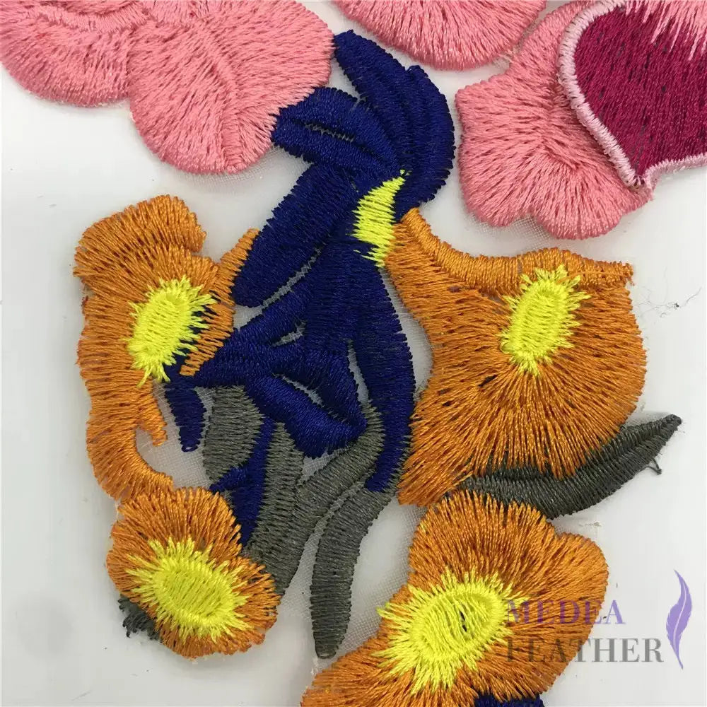 Sewing Colourful Flower Embroidery Applique EA21