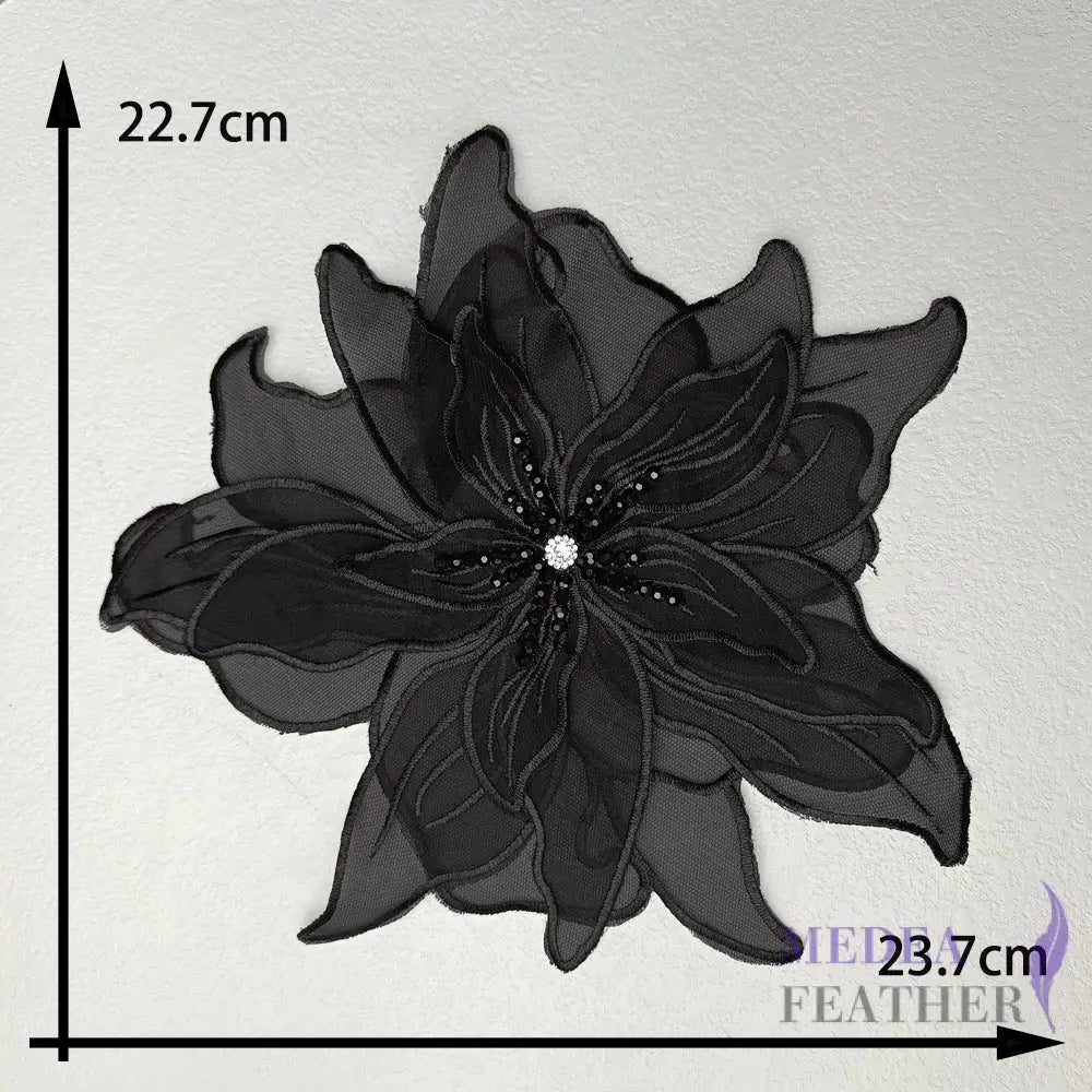 Sewing Flower Embroidery Applique EA09 Black