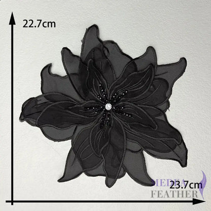 Sewing Flower Embroidery Applique EA09 Black