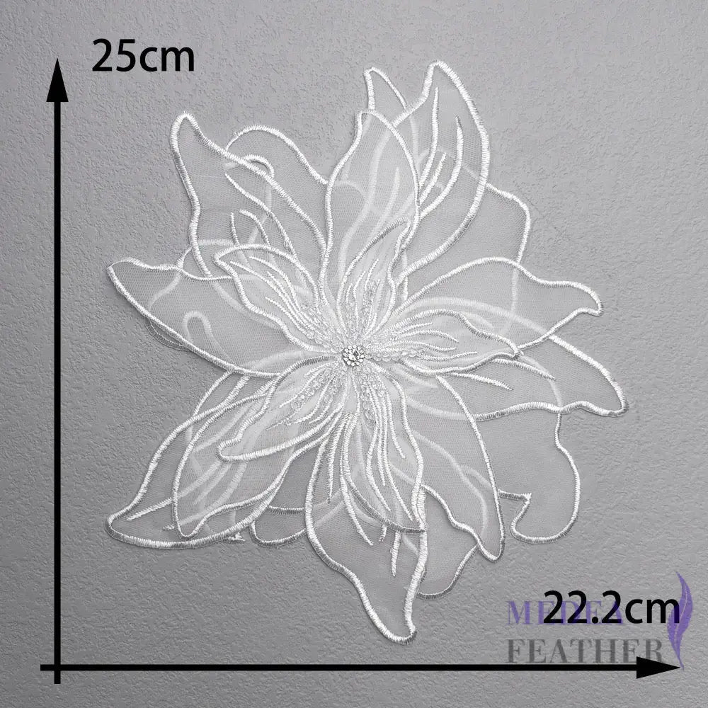 Sewing Flower Embroidery Applique EA09 White