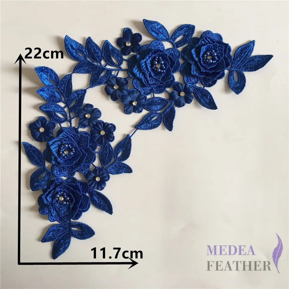 Sewing Flower Embroidery Applique EA11 #67 royal blue