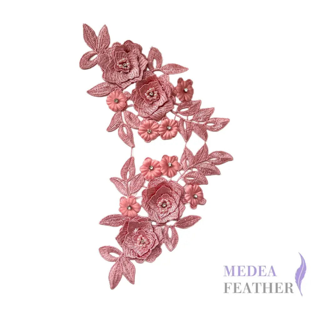 Sewing Flower Embroidery Applique EA11 #91 leather pink