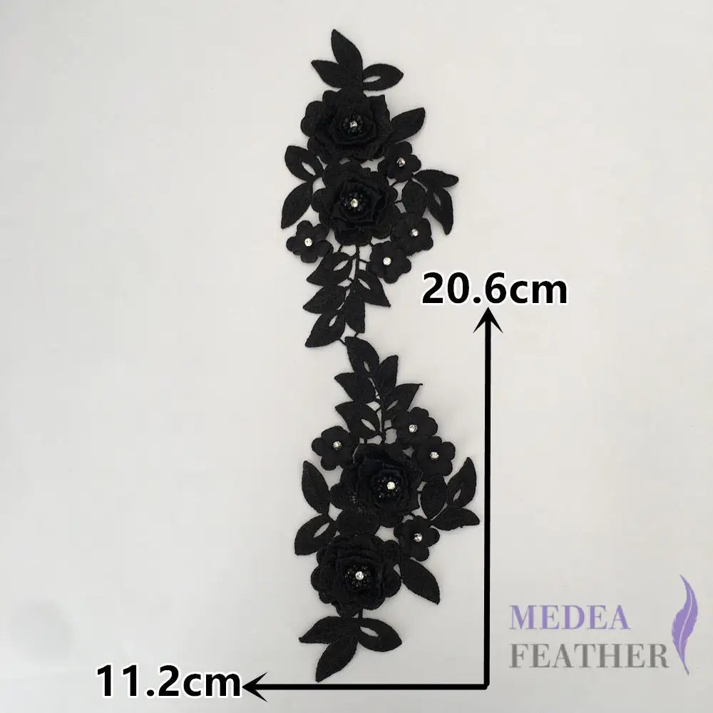 Sewing Flower Embroidery Applique EA11 Black