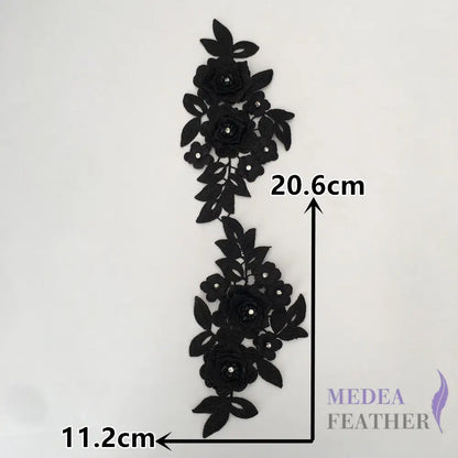 Sewing Flower Embroidery Applique EA11 Black