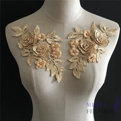 Sewing Flower Embroidery Applique EA11 Gold