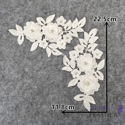 Sewing Flower Embroidery Applique EA11 White