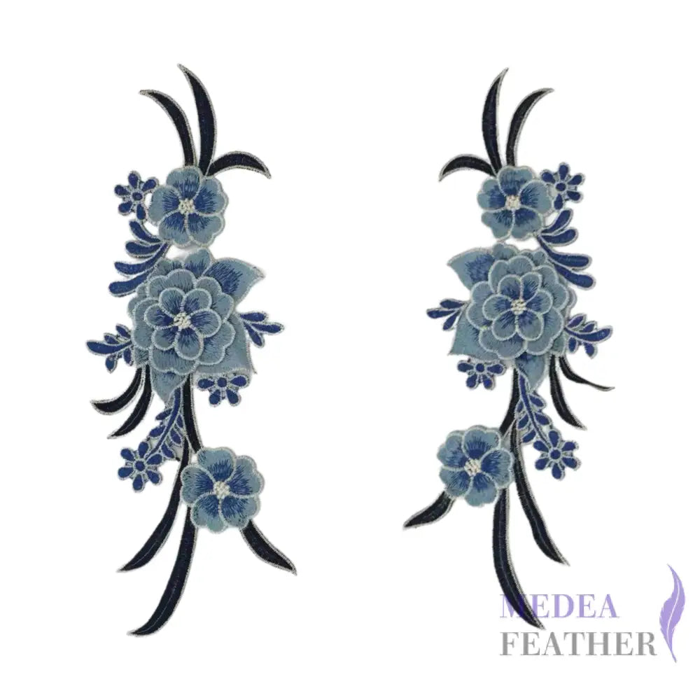Sewing Flower Embroidery Applique EA18 Blue