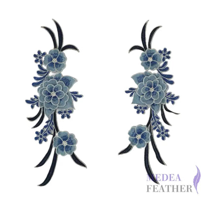 Sewing Flower Embroidery Applique EA18 Blue