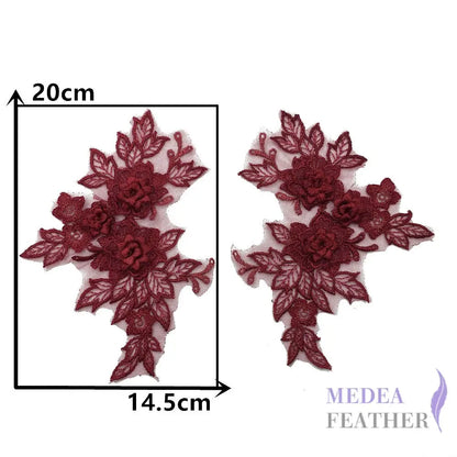 Sewing Lace Flower Embroidery Applique EA14 #104 red plum