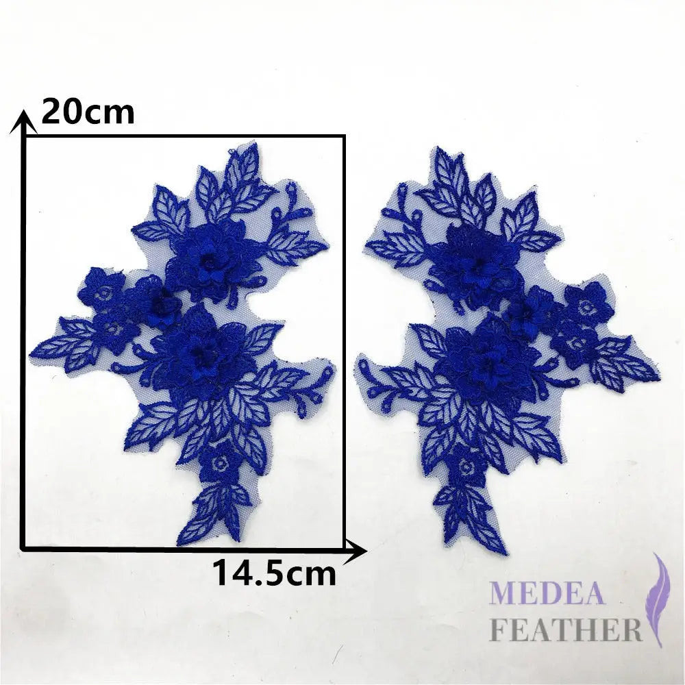 Sewing Lace Flower Embroidery Applique EA14 #67 royal blue