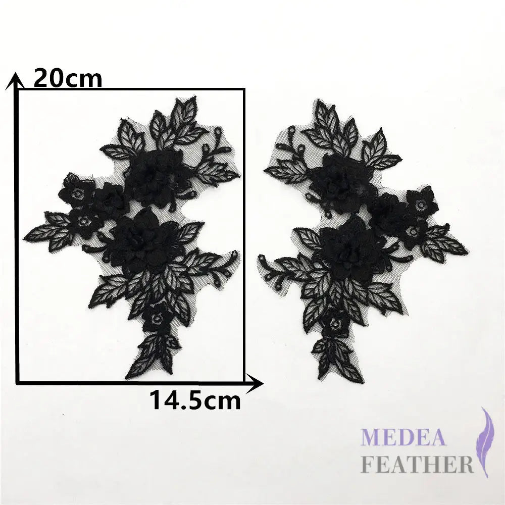 Sewing Lace Flower Embroidery Applique EA14 Black