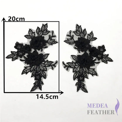 Sewing Lace Flower Embroidery Applique EA14 Black