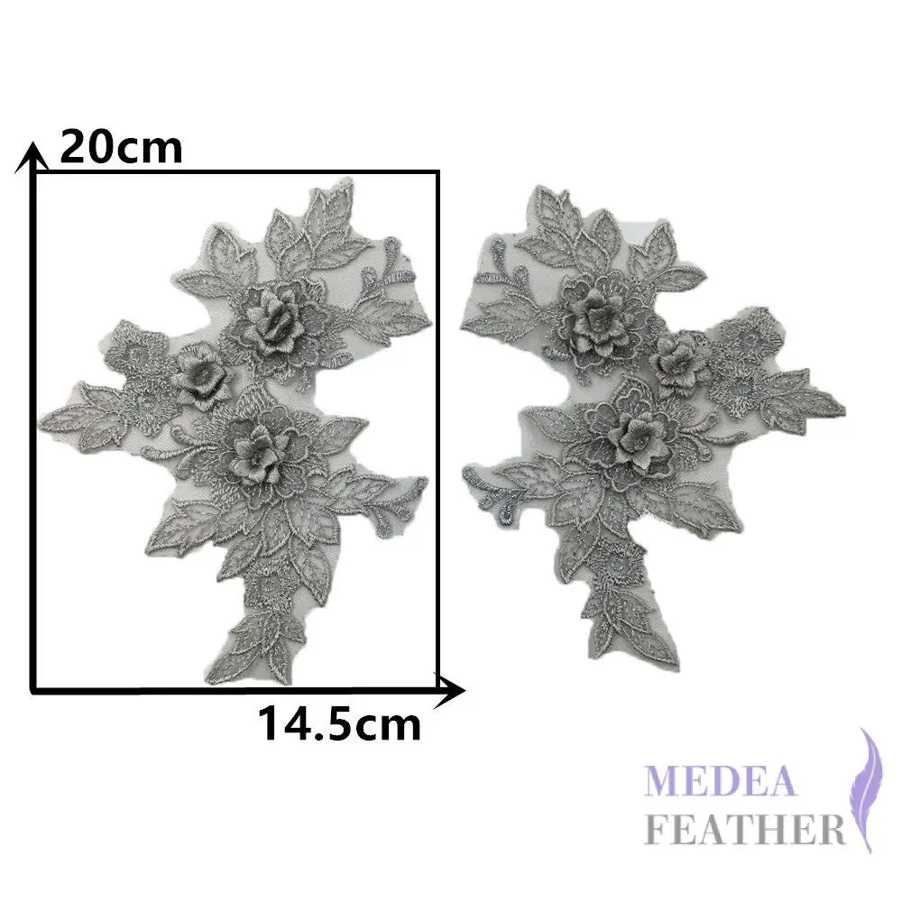 Sewing Lace Flower Embroidery Applique EA14 Gray