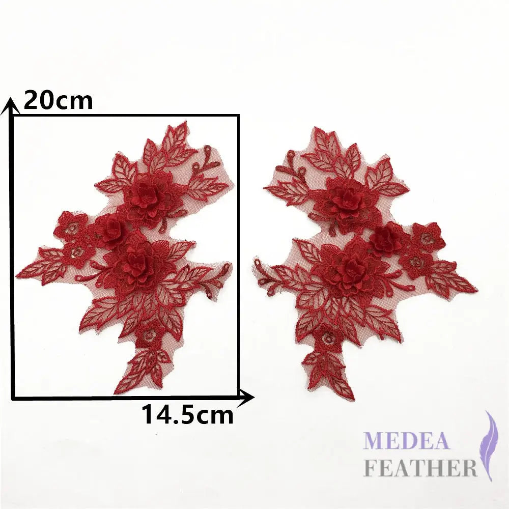 Sewing Lace Flower Embroidery Applique EA14 Red