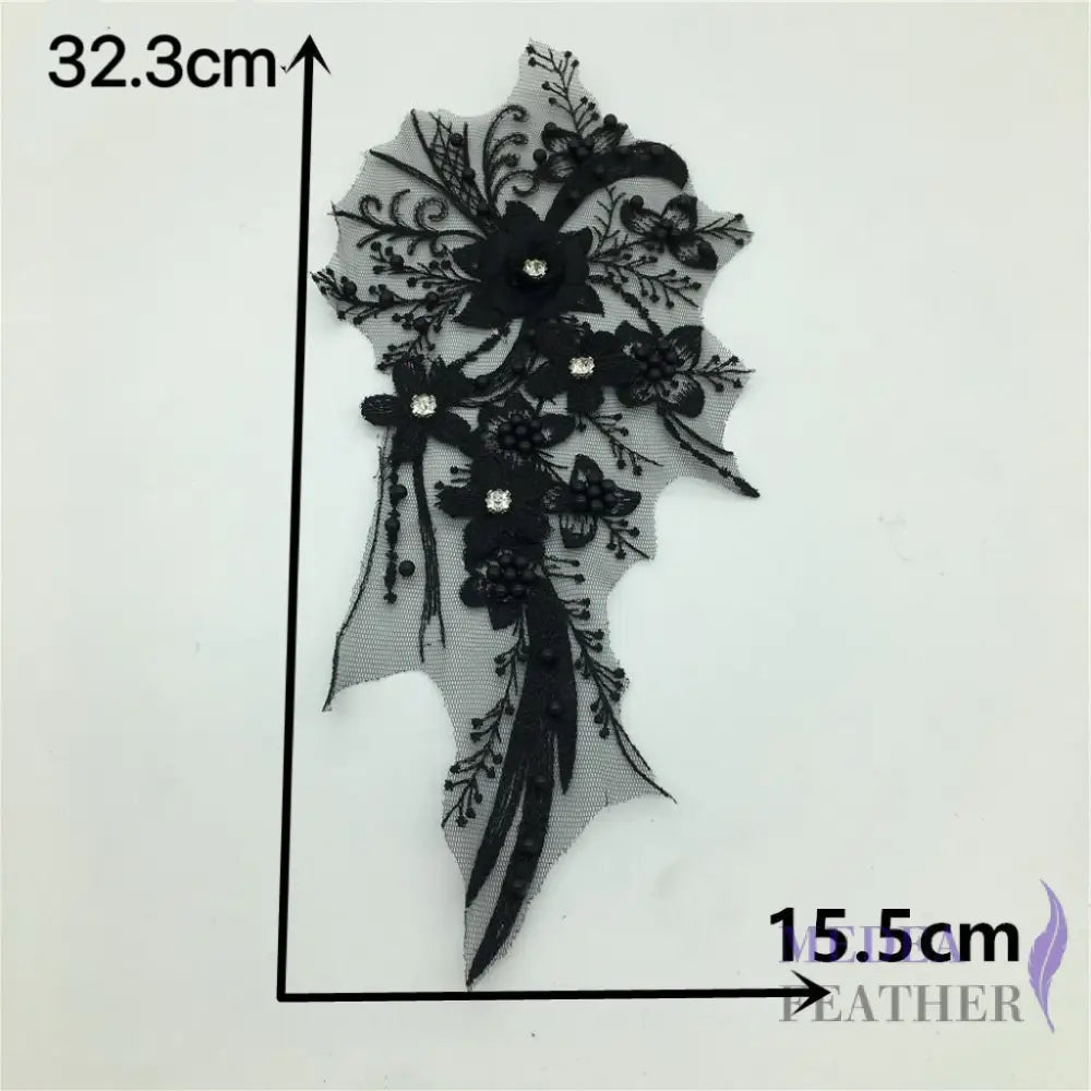 Sewing Lace Flower Embroidery Applique EA19 Black