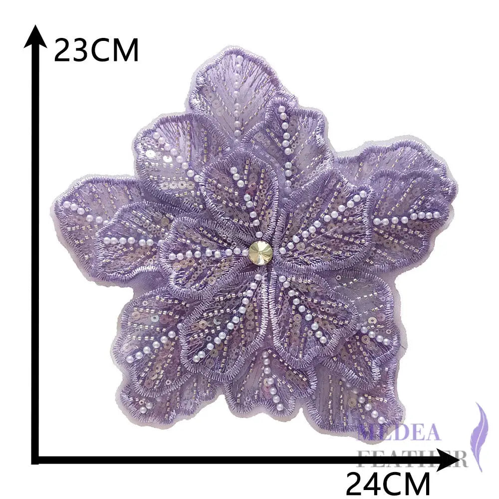 Sewing Sequin Flower Embroidery Applique EA10 #54 Haze purple
