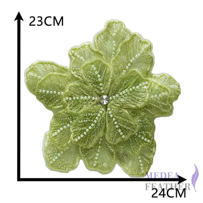 Sewing Sequin Flower Embroidery Applique EA10 #88 Green banana
