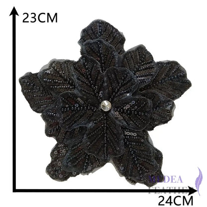Sewing Sequin Flower Embroidery Applique EA10 Black