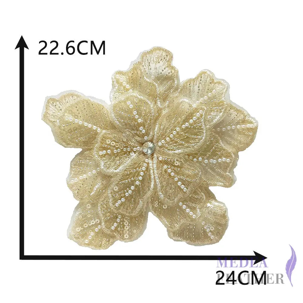 Sewing Sequin Flower Embroidery Applique EA10 Light Yellow